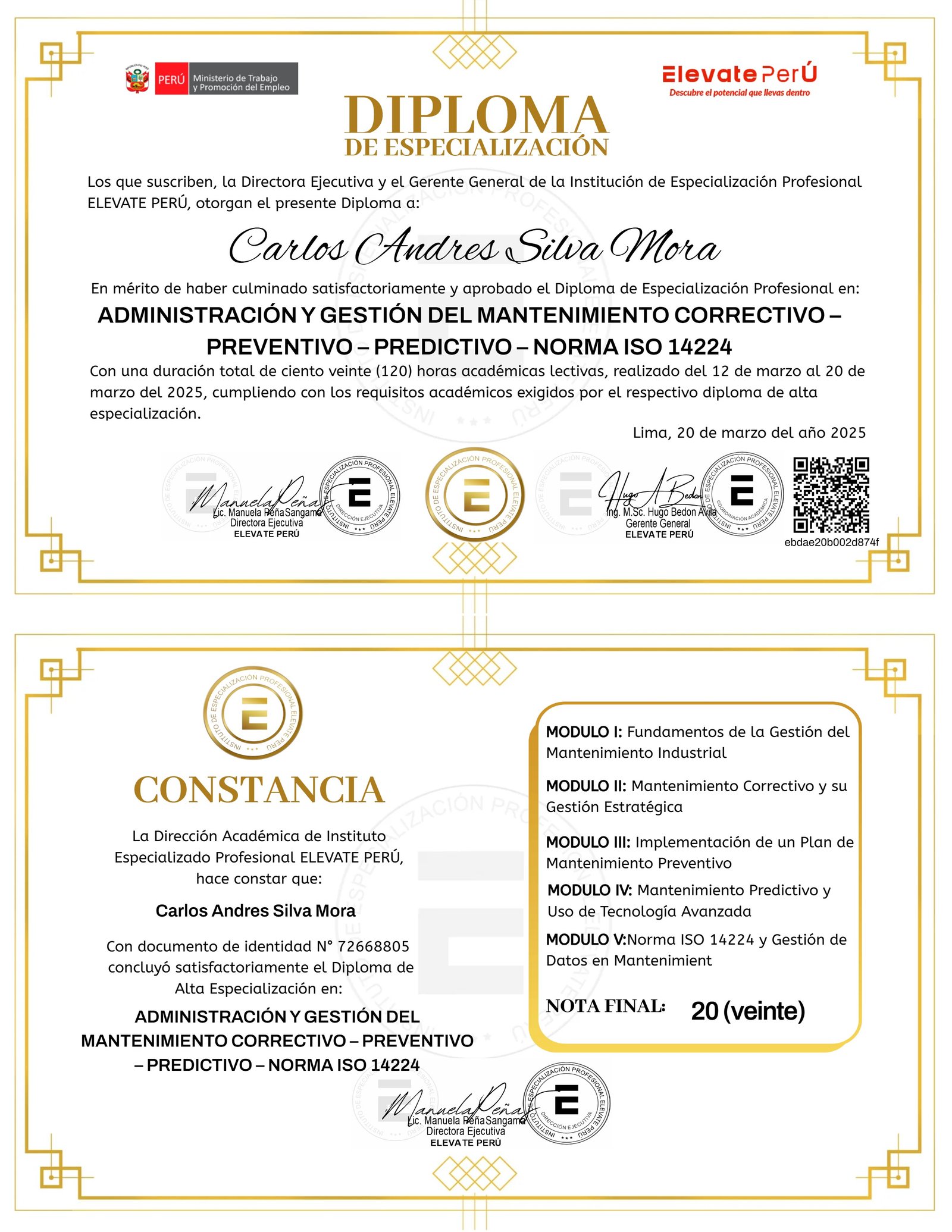 GESTIÓN Y ADMINISTRACIÓN DEL MANTENIMIENTO CORRECTIVO - PREVENTIVO - PREDICTIVO - ISO 14224